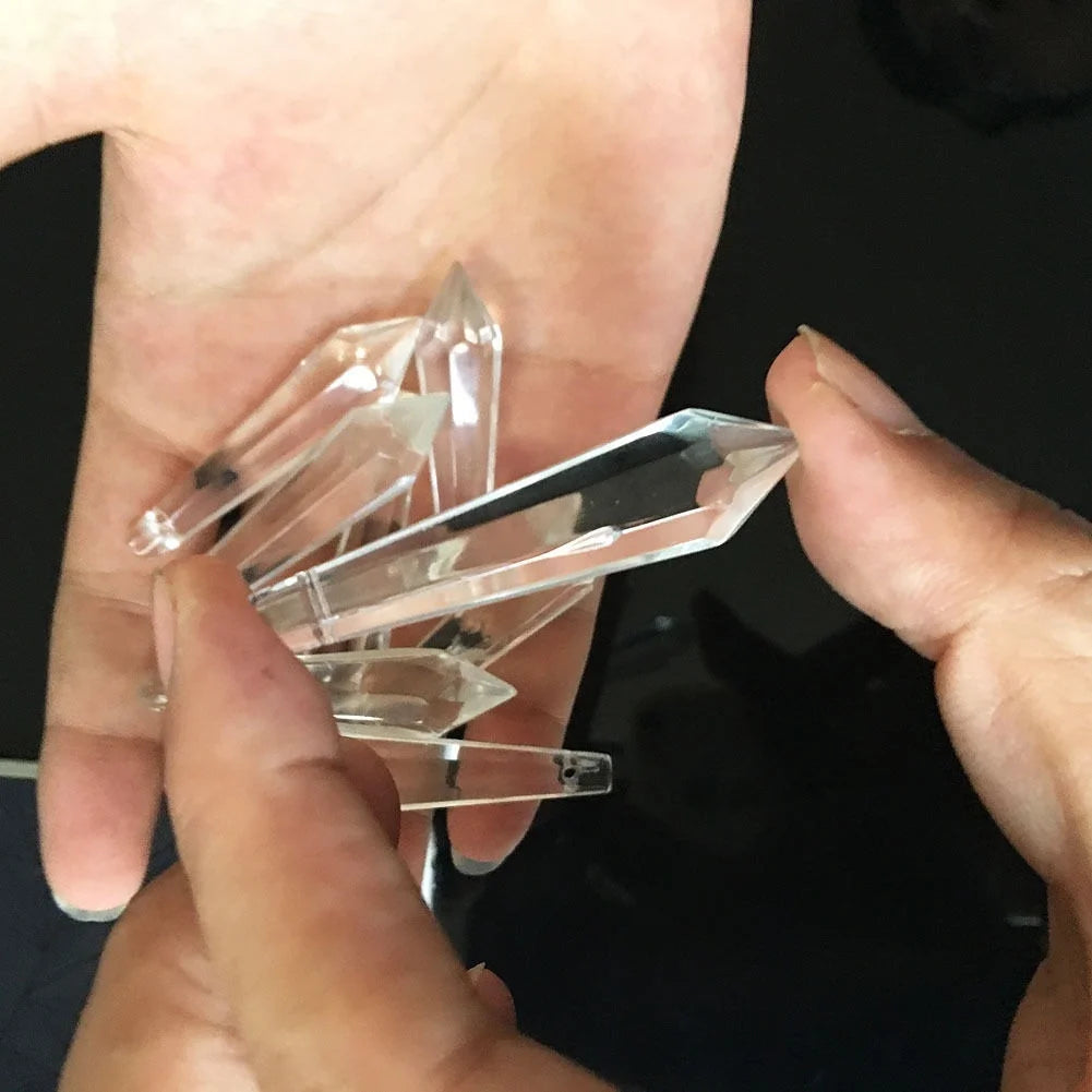 5Pcs Clear Glass Crystal Chandelier Lamp Prisms Point Pendant 55MM DIY Bead Hanging Suncatcher Icicle Tine