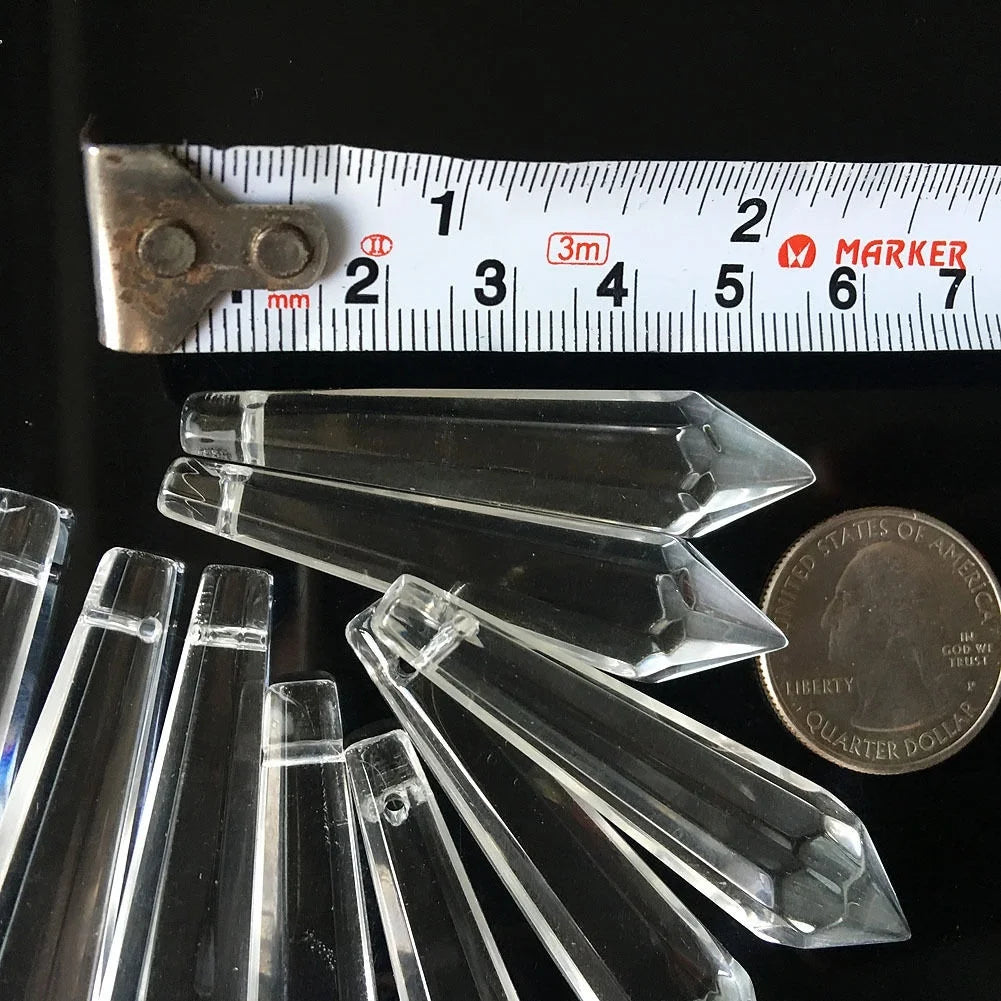 5Pcs Clear Glass Crystal Chandelier Lamp Prisms Point Pendant 55MM DIY Bead Hanging Suncatcher Icicle Tine
