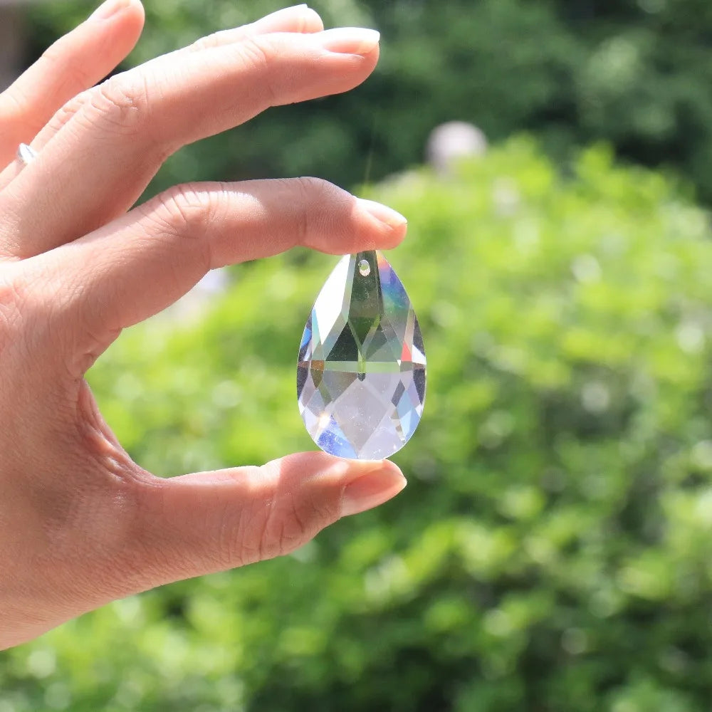 10PCS 28mm Tear Drop Crystals Prism Sun Catcher Clear Glass Chandelier Crystal Parts DIY Hanging Pendant Jewelry Spacer Faceted