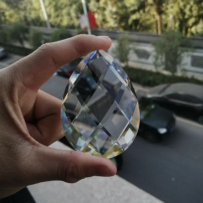 80mm Glass Art Crystal Prism Pendant Chandelier Lamp Hanging Ornament DIY Suncatcher Faceted Teardrop