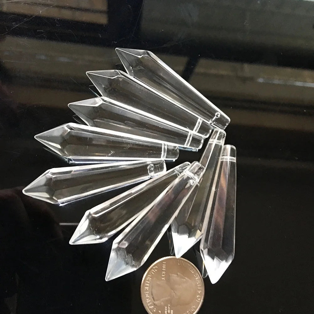 5Pcs Clear Glass Crystal Chandelier Lamp Prisms Point Pendant 55MM DIY Bead Hanging Suncatcher Icicle Tine