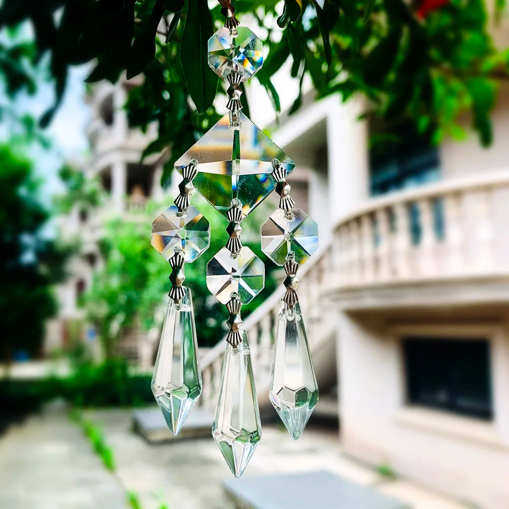 130mm Gorgeous Glass Crystal Prism Suncatcher Chandelier Parts Crystal Lucky Hanging Pendant Handmade Christmas Wedding Decor