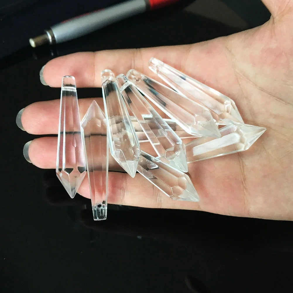 5Pcs Clear Glass Crystal Chandelier Lamp Prisms Point Pendant 55MM DIY Bead Hanging Suncatcher Icicle Tine