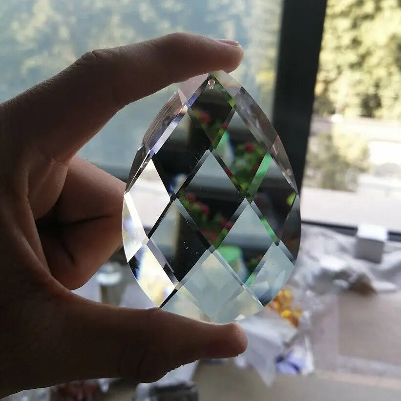 80mm Glass Art Crystal Prism Pendant Chandelier Lamp Hanging Ornament DIY Suncatcher Faceted Teardrop