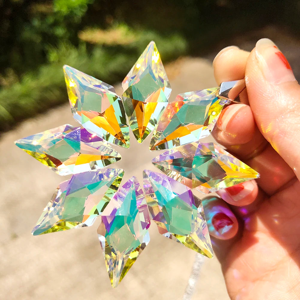 80MM Snowflake Suncatcher Chandelier Crystals Prisms Glass Crystal Pendants DIY Handcrafts Hanging Ornament Car Decor Gifts