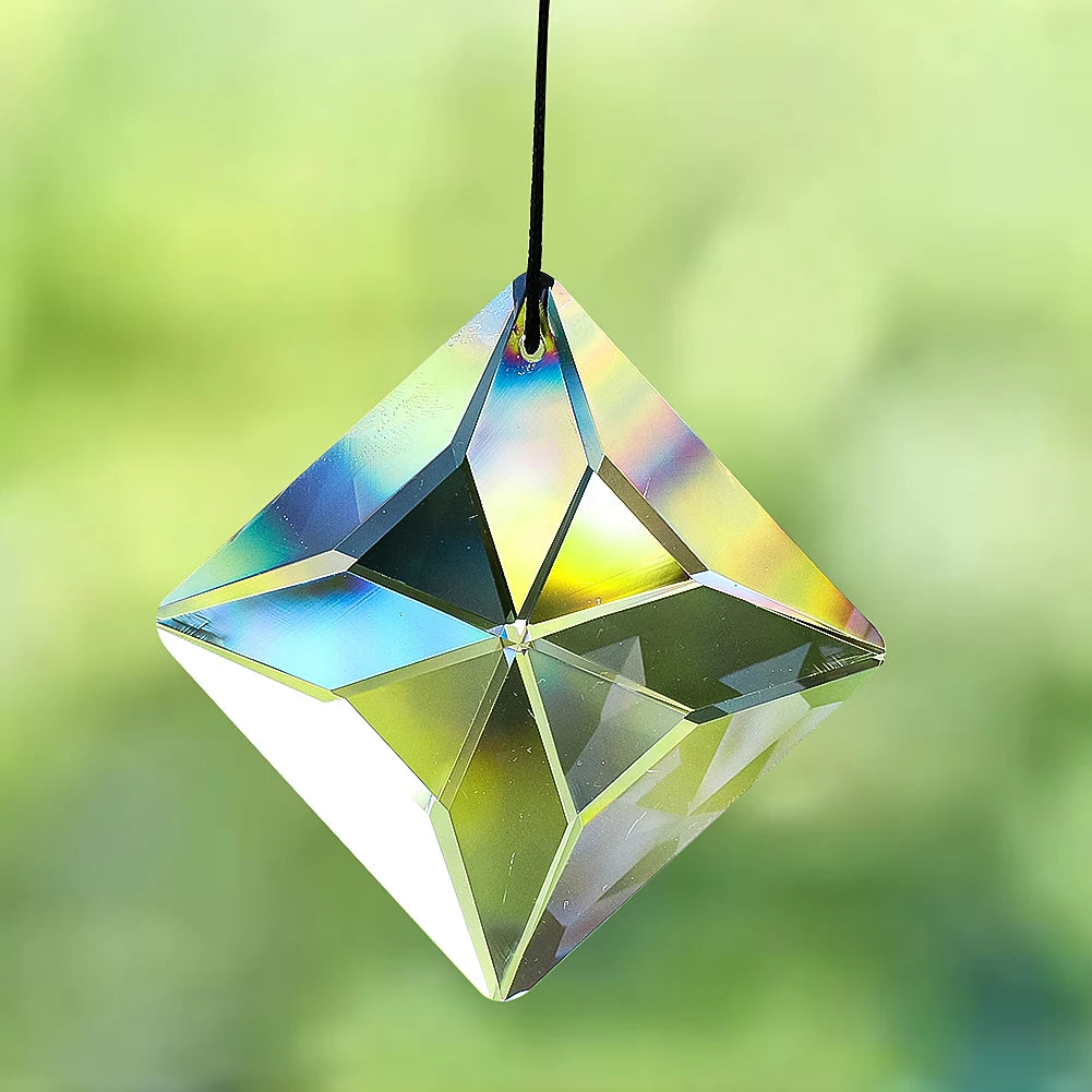 50mm Square Suncatcher Glass Art Faceted Crystal Prism Chandelier Parts Pendant Hanging Rainbow Maker Home Window Wedding Decor