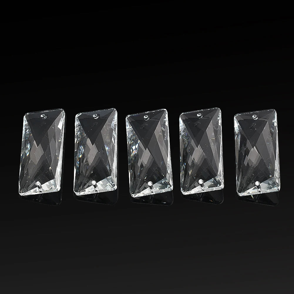 5PCS Crystal Pendant 2in Glass Art Rectangular Prism Chandelier Lamp Part Replacement Suncatcher Faceted Shinning Pillar Hanging