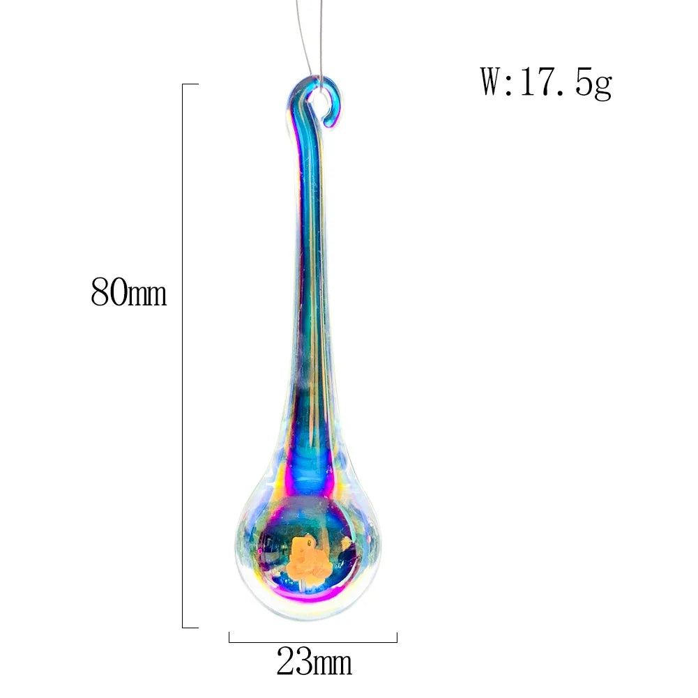10PCS 80mm Aurora Water Drops Crystals Prisms Pendants for Chandeliers Crystal Parts Suncatcher Hanging Wedding Home Decor