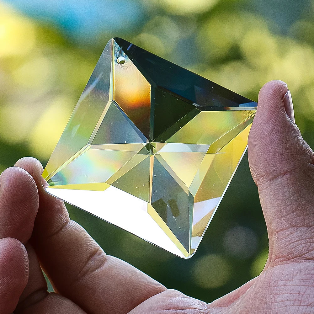 50mm Square Suncatcher Glass Art Faceted Crystal Prism Chandelier Parts Pendant Hanging Rainbow Maker Home Window Wedding Decor