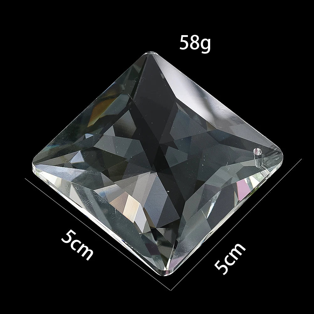 50mm Square Suncatcher Glass Art Faceted Crystal Prism Chandelier Parts Pendant Hanging Rainbow Maker Home Window Wedding Decor