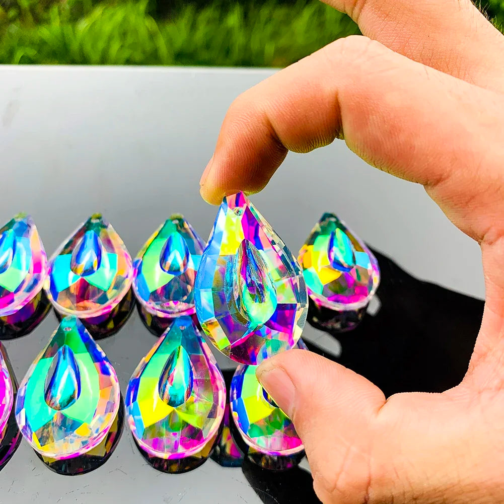 10Pcs Hanging Crystals Prism Pendants Suncatcher for Windows Decoration Chandelier Parts Accessories DIY Home Wedding Decor