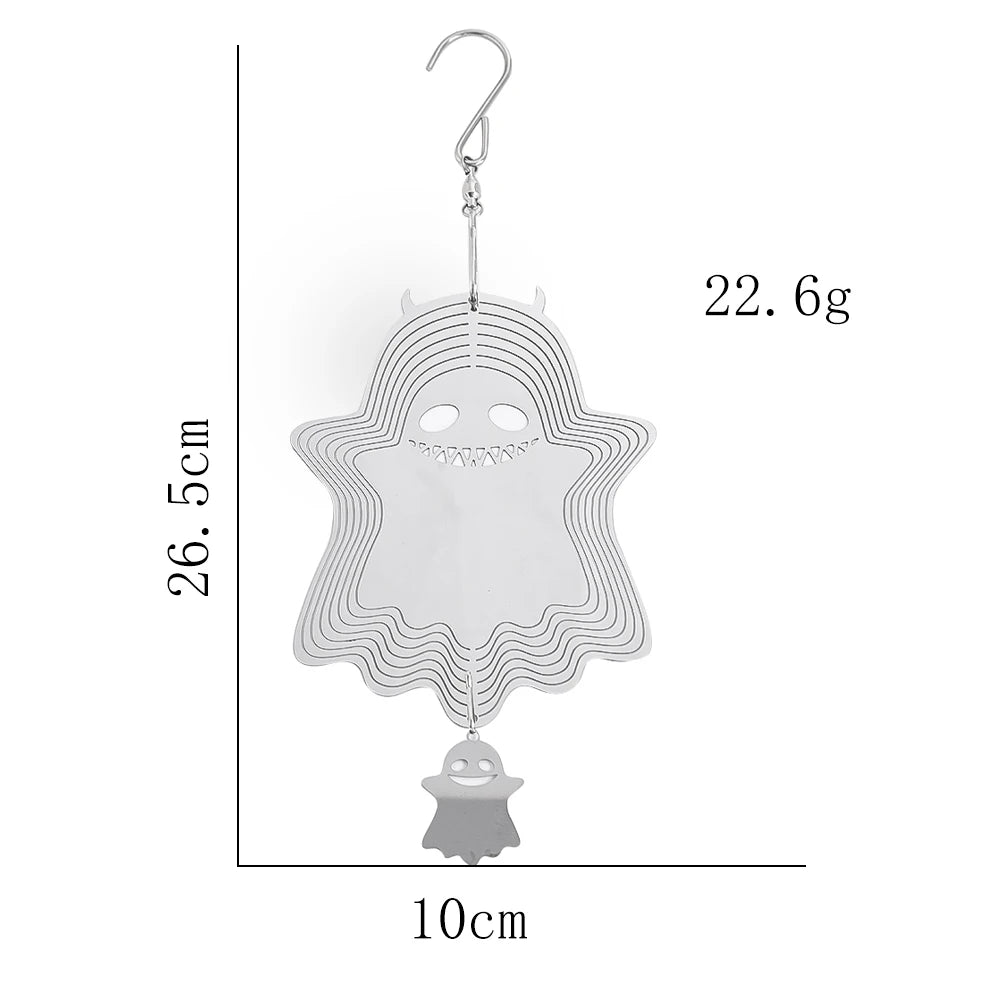 Wind Spinner Hanging 3D Rotating Ghost suncatcher Kinetic Spin Eye-Catching Fun Art Sculpture Garden Yard Decor