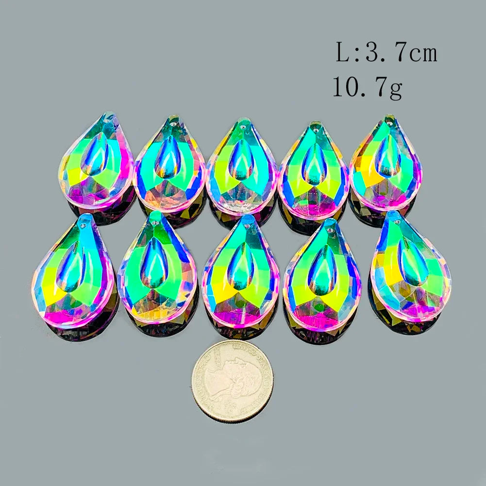 10Pcs Hanging Crystals Prism Pendants Suncatcher for Windows Decoration Chandelier Parts Accessories DIY Home Wedding Decor