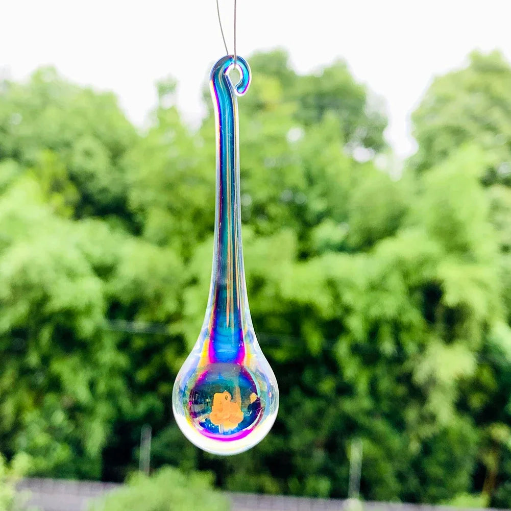 10PCS 80mm Aurora Water Drops Crystals Prisms Pendants for Chandeliers Crystal Parts Suncatcher Hanging Wedding Home Decor