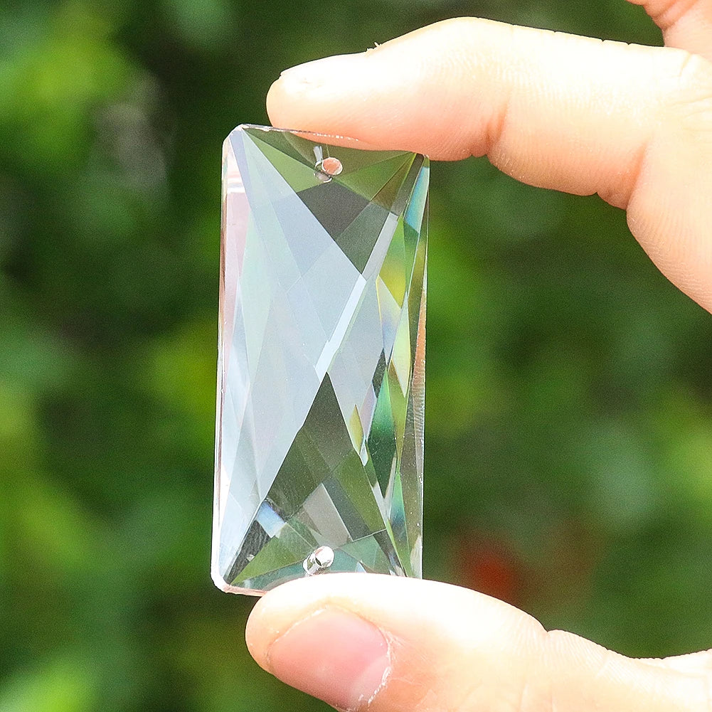 5PCS Crystal Pendant 2in Glass Art Rectangular Prism Chandelier Lamp Part Replacement Suncatcher Faceted Shinning Pillar Hanging